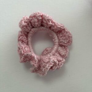 Pink Crochet Hair Scrunchie